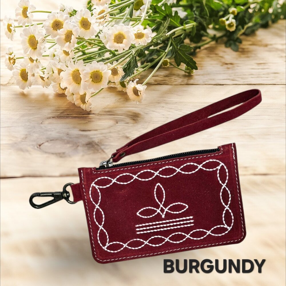 Genuine Leather Western Style Coins & Notes Purse with ID or Credit Card Pocket